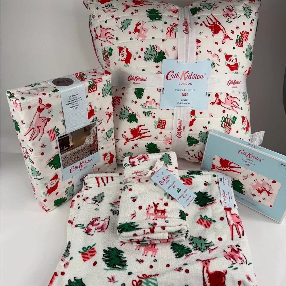 Cath Kidston Ditsy Deer Pink 12 PC Christmas Bundle ~ Precious NWT ~ Full